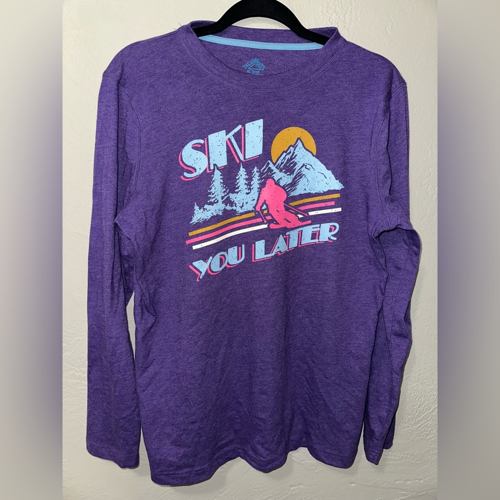 There Abouts Men’s Purple Ski Graphic Lightweight Cozy Long Sleeve Shirt